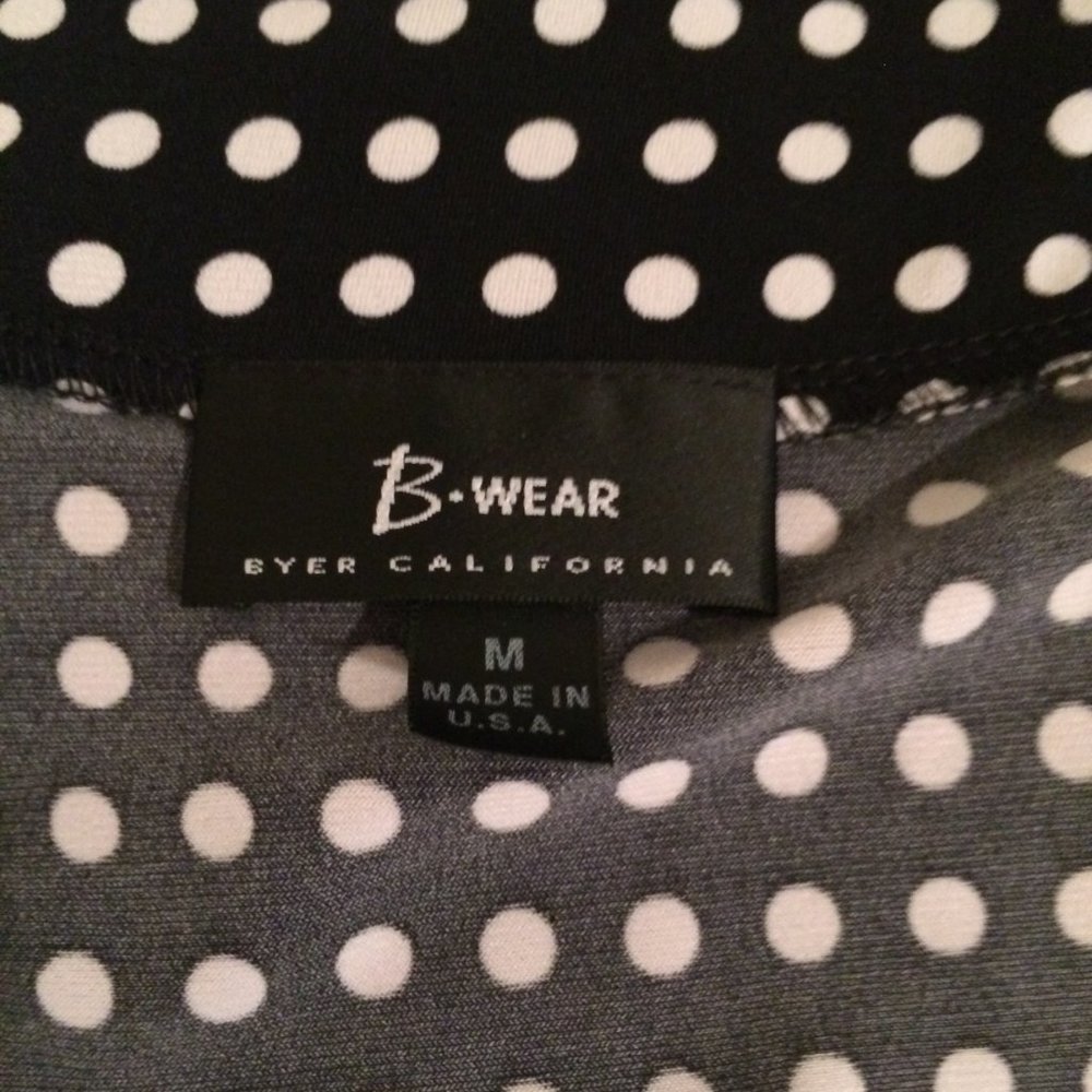Black White Polka Dot Sleeveless Top Size M By Byer California Bwear Round Neck - Picture 2 of 3